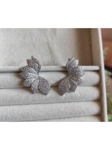 Brinco Ear Cuff Folha Cravejado com Zircônias Noiva e Festa